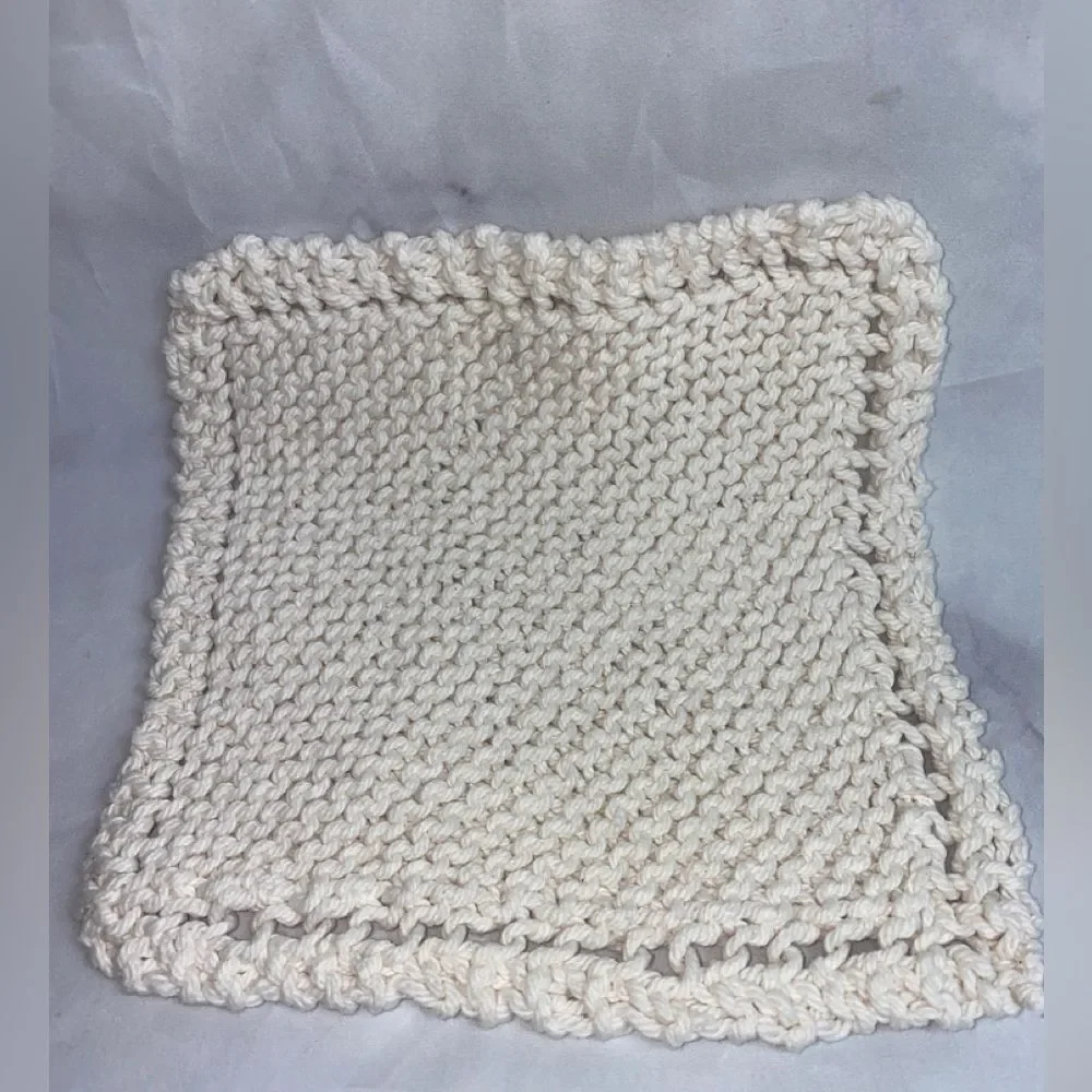 2 Vintage Hand Knit Washcloths Dish Rag 🫧